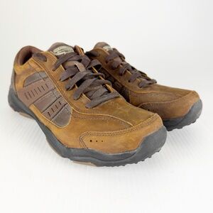 Skechers Larson Nerick Relaxed Fit Memory Foam Brown Leather Sneakers Shoes
